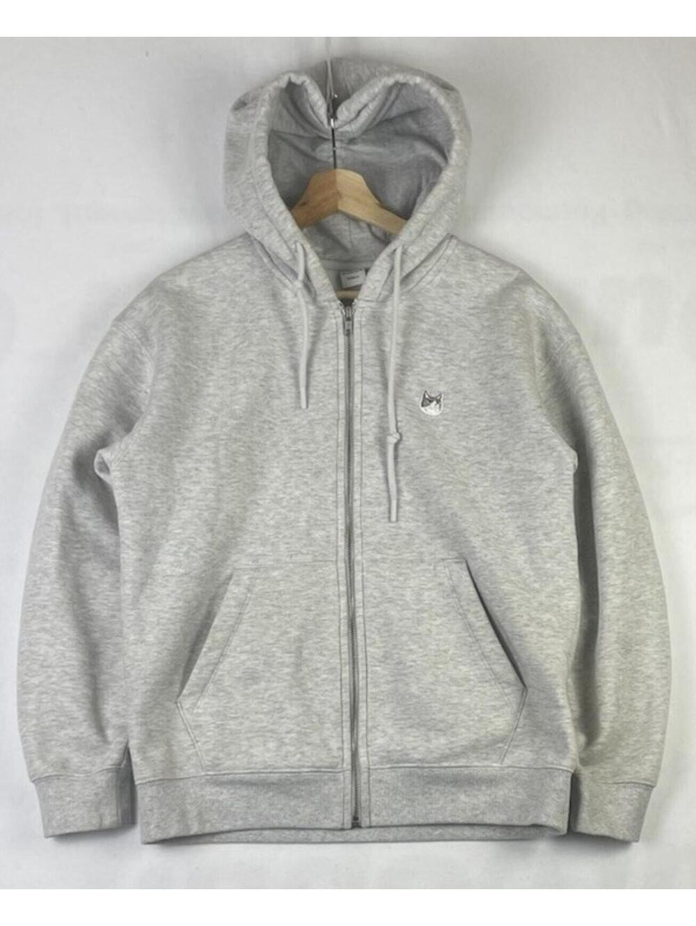 Koshort x Polham Cute Cat Full zip Gray sweatshirt hoodie Sz S